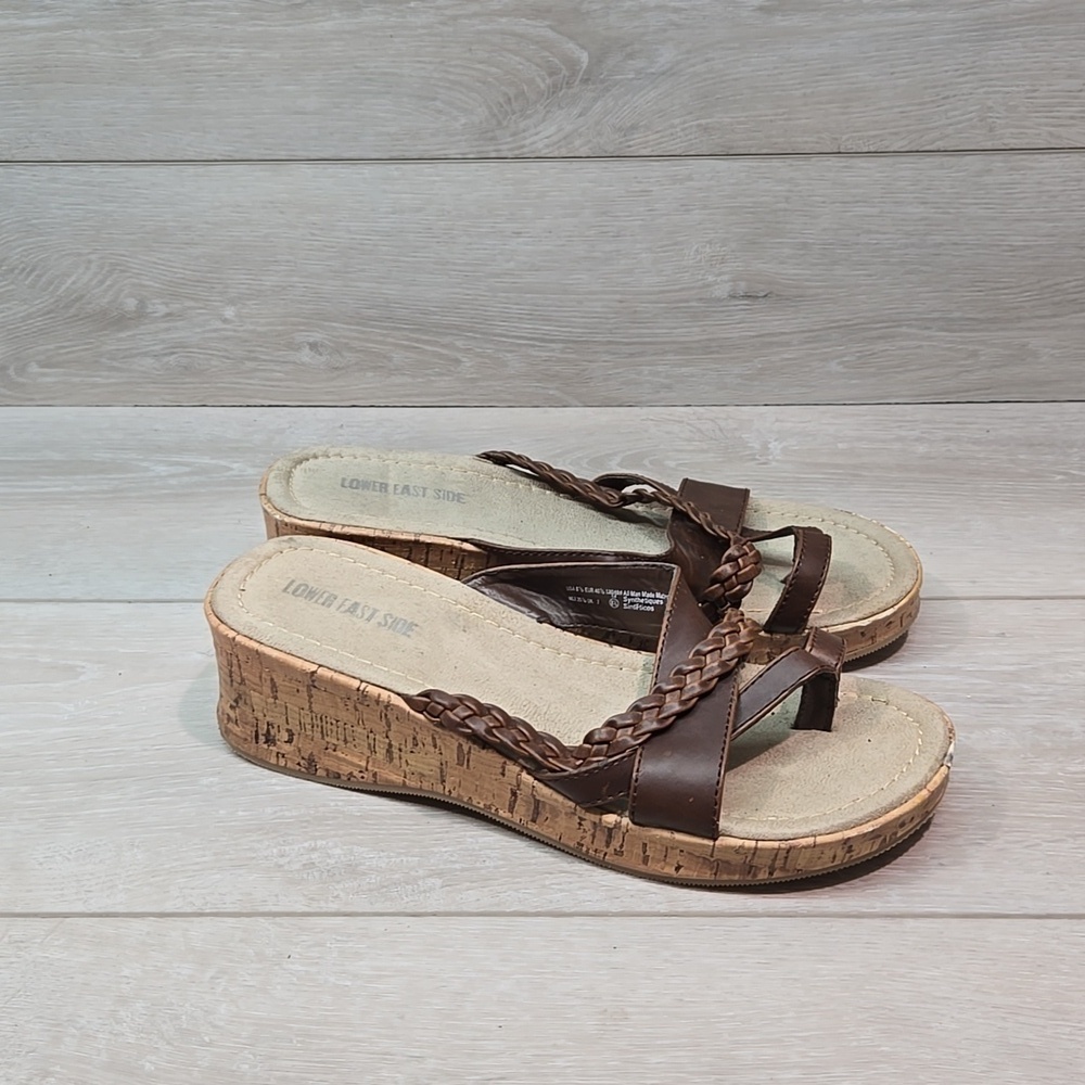 Vintage Lower East Side Women Y2K Strappy Wedge Sandals shoes sz 8.5